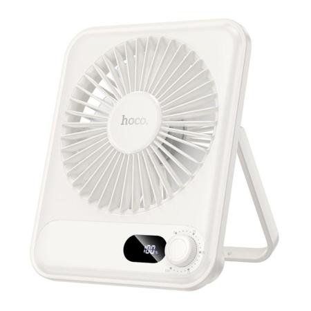 Hoco HX607 Portable Desktop Fan Ultra-thin Quiet 2000mAh 3200 Rpm Max with LCD Display White