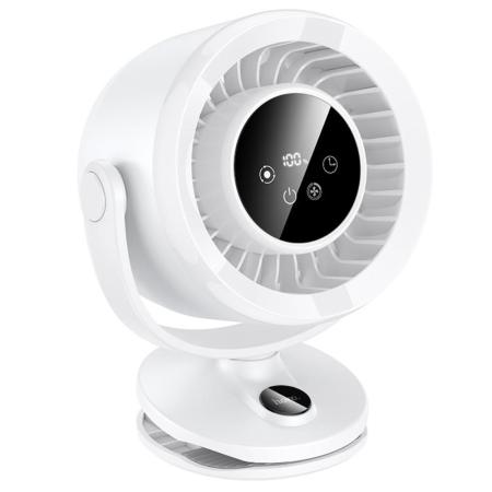 Hoco HX608 Portable Desktop Quiet Fan 3600mAh 5-speed Fan Adjustment with LCD Display and Wall-mount Option White