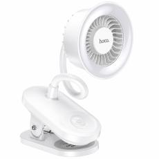 Hoco HX610 Portable Fan 2-in-1 1800mAh 5000 Rpm Max with Clip-on 3 Airflow Speeds and Ring Light White