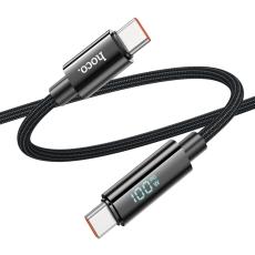 Data Cable Hoco U125 Benefit USB-C to USB-C PD100W 3A Fast Charge with Power Display Braided Black 1.2m