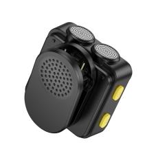 Set Lavalier Microphones Hoco L17 with Magnetic Clamp USB-C + Lightning and Omnidirectional Microphone 600mAh 6hr Use Time and Charging Case Black