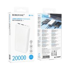Power Bank Borofone BJ78A 20000mAh with 4 Ports 1xUSB-C 2xUSB-A 1xMicroUSB and LED Battery Indicator White