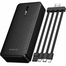 Power Bank Borofone BJ84A 20000mAh with 4 Output Cables USB-C USB-A Lightning Micro-USB and LED Battery Indicator Black