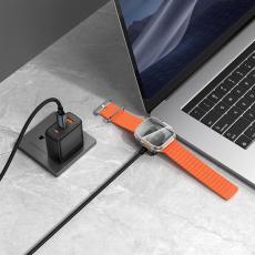Cable Hoco CW66 2-in-1 USB-C to USB-C PD100W 3A Fast Charge Alluminum Alloy with Apple Watch Wireless Charger 2.5W Braided Black 1.2m