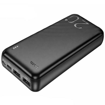 Power Bank Hoco J123A Element 20000mAh 5V/2A 1xUSB-C 1xUSB-A 1xMicroUSB LED Battery Light Black