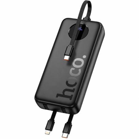 Power Bank Hoco J132A Sabio 20000mAh 22.5W+PD20W with 3 Intergrated Cables 2xUSB-C 1xLightning and 1xUSB-A Port LED Digital Display Black