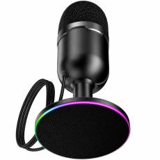 Desktop Microphone Hoco L25 Bright Ideal for Streaming and Video Calls RGB USB-A AUX Omnidirectional Mic Mute and Monitoring Buttons Black