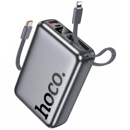 Power Bank Hoco Q39 20000mAh 22.5W PD20W QC3.0 1xUSB-A 1xUSB-C with Integrated Cables USB-C Lighting and LED Display Grey