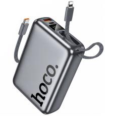 Power Bank Hoco Q39 20000mAh 22.5W PD20W QC3.0 1xUSB-A 1xUSB-C with Integrated Cables USB-C Lighting and LED Display Grey