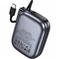 Power Bank Hoco Q49 Peak 10000mAh PD20W QC with Integrated Cables USB-C Lighting and LED Display Grey