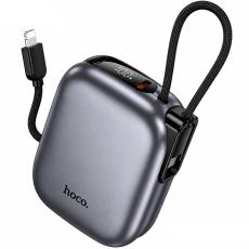 Power Bank Hoco Q49 Peak 10000mAh PD20W QC with Integrated Cables USB-C Lighting and LED Display Grey