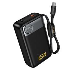 Power Bank Hoco Q53 Skillful 12000mAh PD65W QC3.0 1xUSB-C 1xUSB-A with Integrated Cable USB-C and LED Display Black