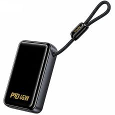 Power Bank Hoco Q54 Shine 20000mAh PD45W QC3.0 1xUSB-C 1xUSB-A with Integrated Cable USB-C and LED Display Metal Grey