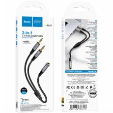 Audio Cable Hoco UPA21 3.5mm Female to 2x3.5mm Male Braided Black 25cm