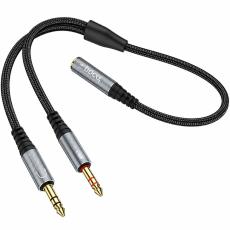 Audio Cable Hoco UPA21 3.5mm Female to 2x3.5mm Male Braided Black 25cm