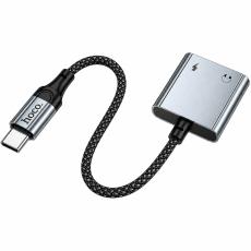 Adapter Hoco UPA34 USB-C to USB-C and 3.5mm Braided Metal Grey