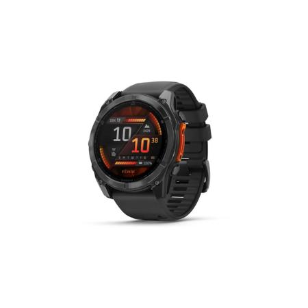 Smartwatch Garmin Fenix 8 Stainless Steel 51mm GPS NFC 10 ATM Call Version Slate Grey with Black Silicone Band