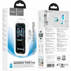 Wall Mount Phone Holder Hoco HD16 Compatible with Devices 4.5"- 7" Waterproof and Dustproof with Transparent Touchscreen Window White