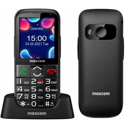 Maxcom MM724 L 4G 2.2" 1300mAh with Dock Station, Large Buttons, FM Radio, Flashlight Bluetooth and SOS Button Black
