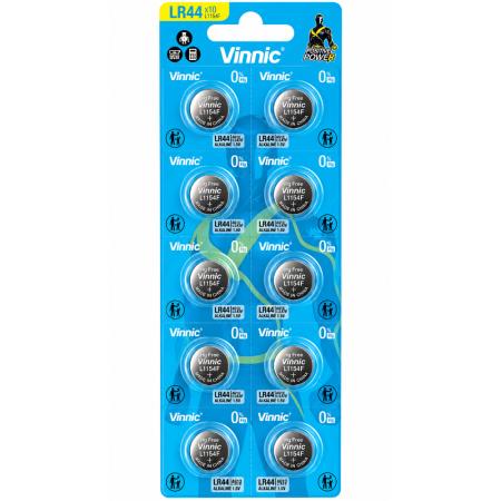 Buttoncell Vinnic LR1154F AG13 LR44 Pcs. 10 with Perferated Packaging