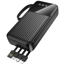 Power Bank Borofone BJ76A 20000mAh with 4 Cables and 4 Ports USB-C USB-A Lightning Micro-USB and LED Battery Indicator Black