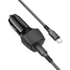 Car Charger Borofone BZ31B Solid USB-C PD30W and USB-C to USB-C Cable 1m Black