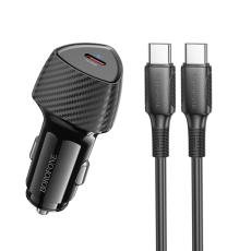 Car Charger Borofone BZ31B Solid USB-C PD30W and USB-C to USB-C Cable 1m Black