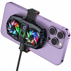 Mobile Phone Cooler Hoco GM36 Mustango Ultra-silent USB-A Port for Phone Charging Dual Fan 3-level Cooling and Lighting