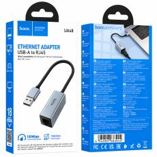 Hoco UA48 USB-A to RJ45 OTG 10/100Mbps 15cm Metal Grey