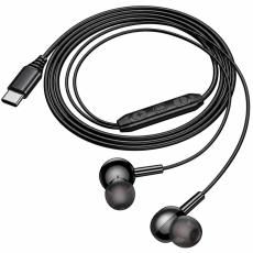 Hands Free Hoco M120 Gratified USB-C Universal Earphones Hi-Fi Stereo RGB Black 1.2m