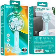 Borofone DBF01 Precious Portable Handheld Super Small Silent Fan 1200mAh 3 Airflow Speeds and Phone Desktop Stand Blue