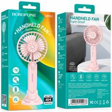 Borofone DBF01 Precious Portable Handheld Super Small Silent Fan 1200mAh 3 Airflow Speeds and Phone Desktop Stand Pink