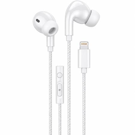 Hands Free Hoco. DM48 Rock Stereo Lightning with Microphone 1.2m White