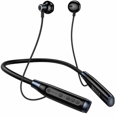 Bluetooth Hands Free Hoco. DSS07 Excellent Neckband v5.4 1200mAh MicroSD 200Hrs Playback Time Black