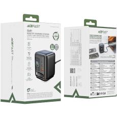 Desktop Charger Acefast Z10 100W 2xUSB-C 1xUSB-A 1xUSB-C Retractable Cable and LED Smart Digital Display Black