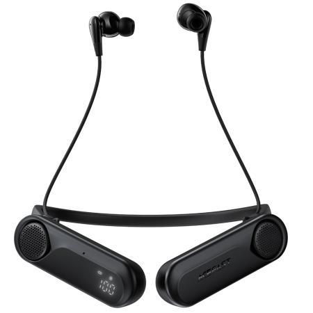 Bluetooth Hands Free Acefast N11 Neckband ENC v6.0 900mAh TF Card 90hrs Playback Time with Speaker Mode 1.5W and Vibration Call Alerts IPX4 Black