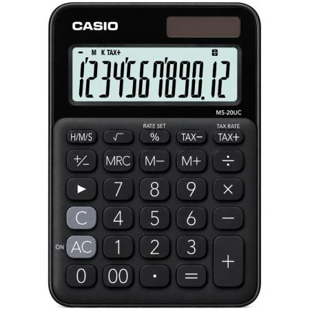 Calculator Dual 12 Digits LCD Display Casio MS-20UC-BK Black