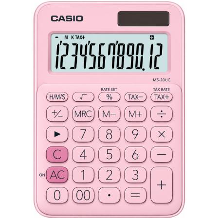 Calculator Dual 12 Digits LCD Display Casio MS-20UC-PK Pink