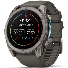 Smartwatch Garmin Fenix 9 47mm GPS 10 ATM Call Version Titanium with Pebble Grey Silicone Band