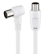 POWERTECH καλώδιο κεραίας RF αρσενικό - RF θηλυκό CAB-V040, γωνιακό, λευκό, 1.5m