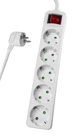 POWERTECH πολύπριζο PT-876, 5x schuko, 16A,  3m, λευκό