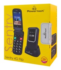 POWERTECH κινητό τηλέφωνο Sentry 4G Flip, 2.8/1.77", dual SIM, πλήκτρο SOS, μαύρο