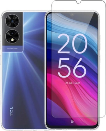 Vivid Set Gelly Case Transparent + Tempered Glass TCL 505