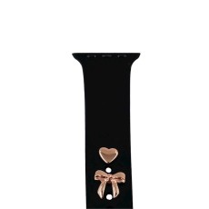 Pin Charms set for watch straps bow rose gold